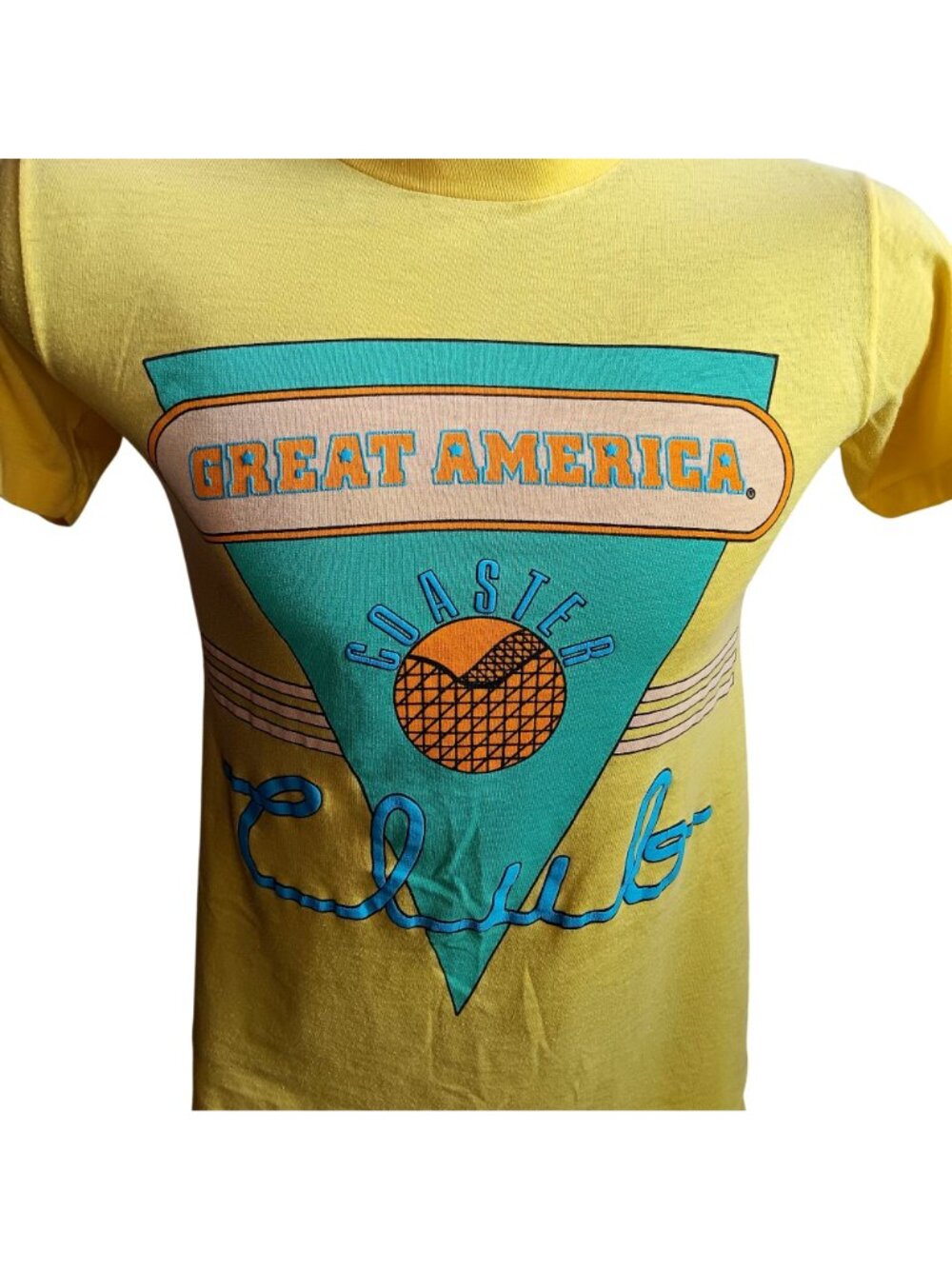 Vintage Small Single Stitch T-shirt Great America Roller Coaster 80's Puff Print - Picture 3 of 7